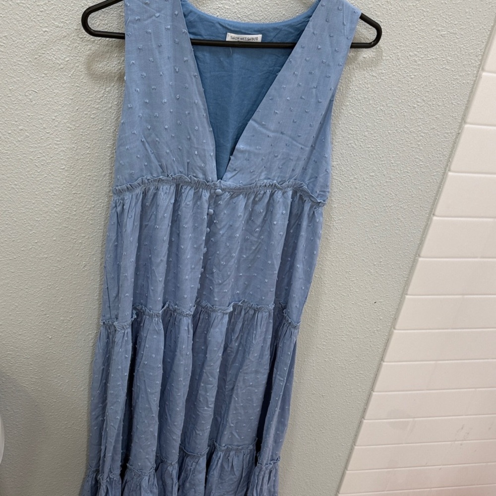 Elegant Blue Sleeveless Dress